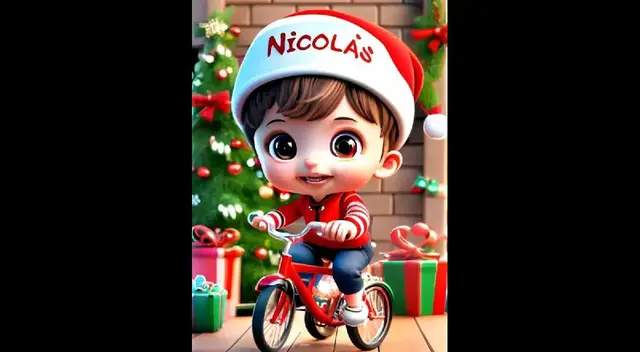 Descarga este diseño de Navidad con el nombre de Victor en 3D.