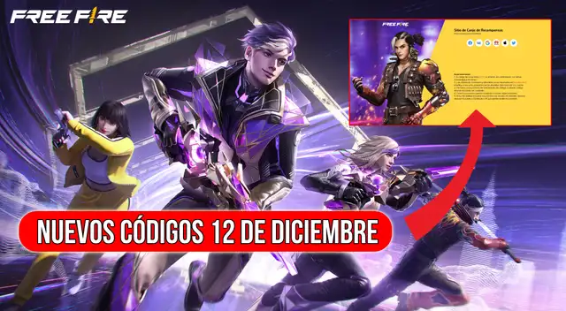 Códigos para canjear HOY, 12 de diciembre en Free Fire y conseguir recompensas gratuitas.