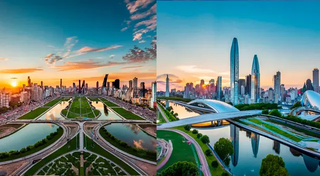 La ciudad de Buenos Aires contaría con nuevos espacios y lagunas artificiales, según la IA.
