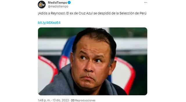 MedioTiempo sobre salida de Juan Reynoso