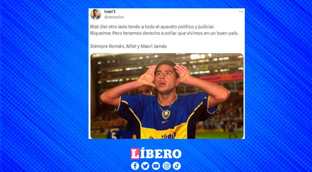 Riquelme recibió el apoyo de un sector de la hinchada de Boca en las redes.