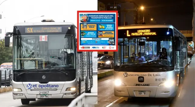 Mira AQUÍ los horarios del Metropolitano durante el feriado de Navidad, según la ATU.