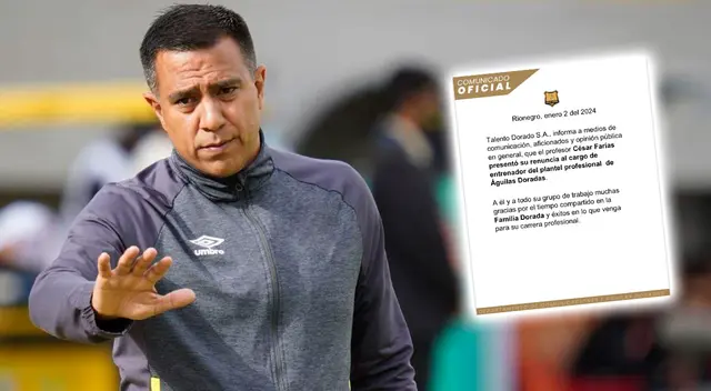 César Farías renunció a Águilas Doradas de Colombia.