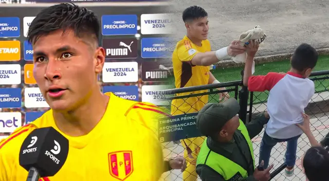 Diego Romero le regaló sus guantes a pequeño hincha peruano.