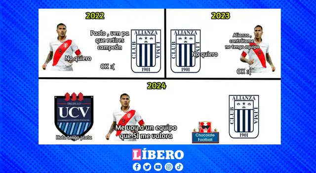 Usuarios no dudan en recordar a Alianza Lima ante llegada de Guerrero a la Liga 1.