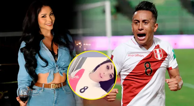 Se filtra foto de Pamela Franco usando la camiseta '8' de Perú que usaba Christian Cueva en la selección.