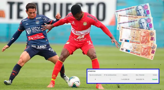 Apostó 200 soles por empate de la César Vallejo frente a Sport Huancayo y ganó más de 63 mil soles Apostó 200 soles por empate de la César Vallejo frente a Sport Huancayo y ganó más de 63 mil soles