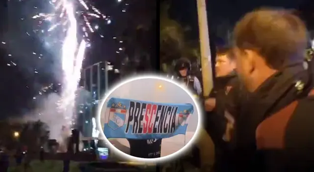 Hinchas de Sporting Cristal despertaron a Always Ready con fuegos artificiales.
