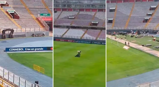 El campo del Estadio Nacional para el partido entre Sporting Cristal vs Always Ready.