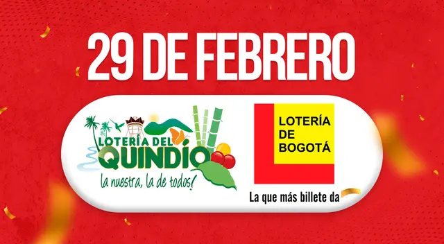 Checa resultados de la Lotería de Bogotá y del Quindío de este 29 de febrero. Checa resultados de la Lotería de Bogotá y del Quindío de este 29 de febrero.