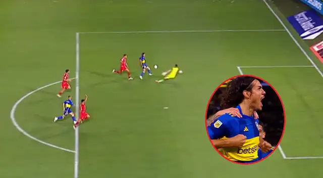 Cavani anotó su primer triplete con Boca en La Bombonera.