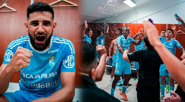 Sporting Cristal y su celebración en los camerinos tras vencer a Sporting Cristal. Sporting Cristal y su celebración en los camerinos tras vencer a Sporting Cristal.