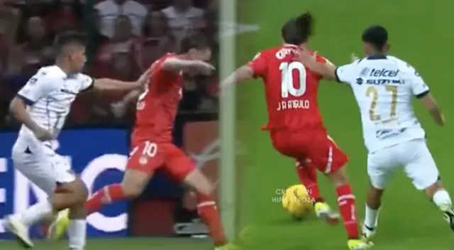 Piero Quispe cometió penal durante Pumas vs. Toluca
