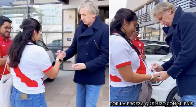 Ricardo Gareca firmó camiseta de hincha de Perú en Francia previo al partido amistoso con Chile