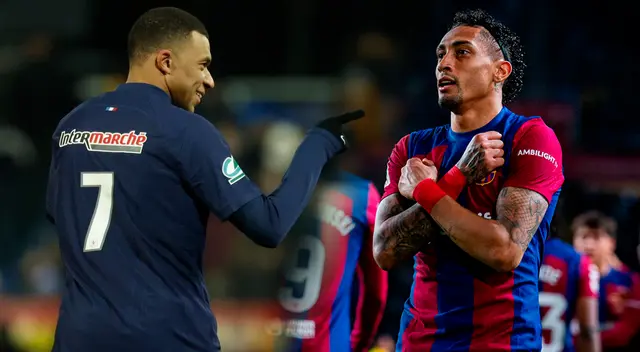 Mbappé y Raphinha apuntan a ser titulares en París. Foto: Composición Líbero/PSG/Barcelona