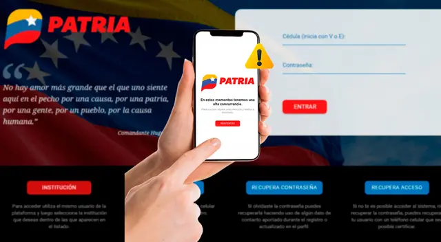 Usuarios reportaron que el Sistema Patria en Venezuela presenta fallas en su plataforma. Usuarios reportaron que el Sistema Patria en Venezuela presenta fallas en su plataforma.