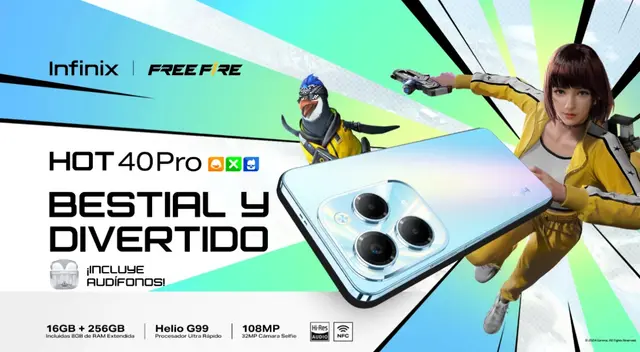 Conoce características y precio del Infinix HOT 40 Pro Free Fire, smartphone gamer barato.