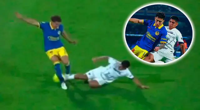Piero Quispe se salvó de la tarjeta roja en el Pumas vs América.