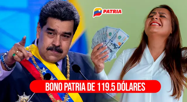 El Bono Patria de 119.5 dólares se entrega a los trabajadores públicos en Venezuela. El Bono Patria de 119.5 dólares se entrega a los trabajadores públicos en Venezuela.