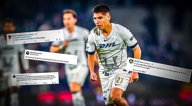 Piero Quispe recibe el cariño de los hinchas de Pumas.