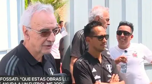 Jorge Fossati fue captado hablando con Cueva en la Videna. Foto: Composición Líbero/Movistar Deportes