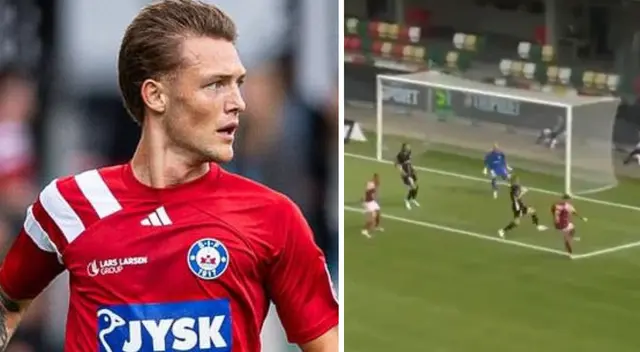Oliver Sonne se lució con gran definición para gol de Silkeborg. Oliver Sonne se lució con gran definición para gol de Silkeborg.