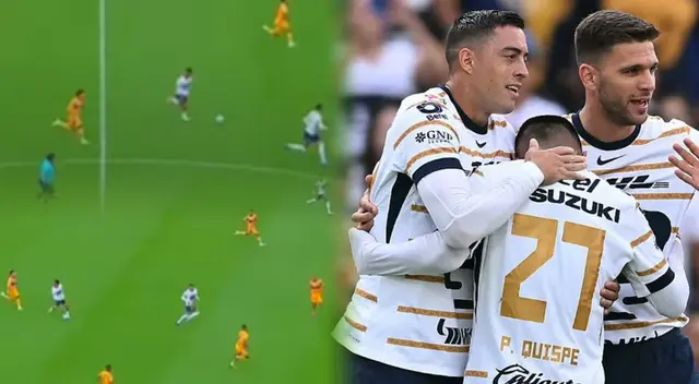 Piero Quispe inició la jugada del gol de Pumas UNAM ante Tigres por el Apertura MX 2024.