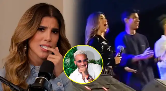 La cantante salsera no pudo evitar reírse tras mención de su expareja.