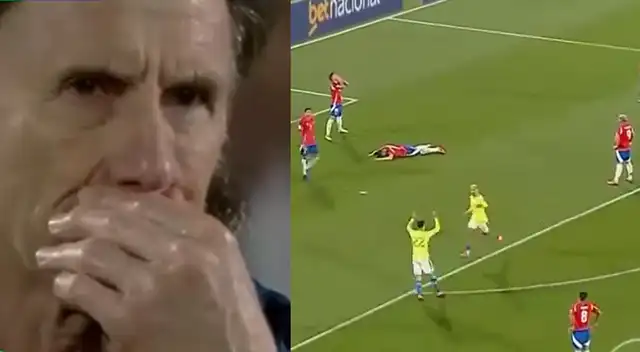Ricardo Gareca y una inesperada reacción durante el Chile vs. Brasil.