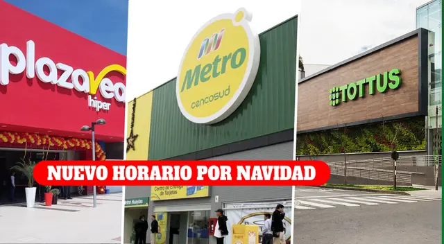 El horario de Navidad 2024 cambiará en Tottus, Plaza Vea y Metro.
