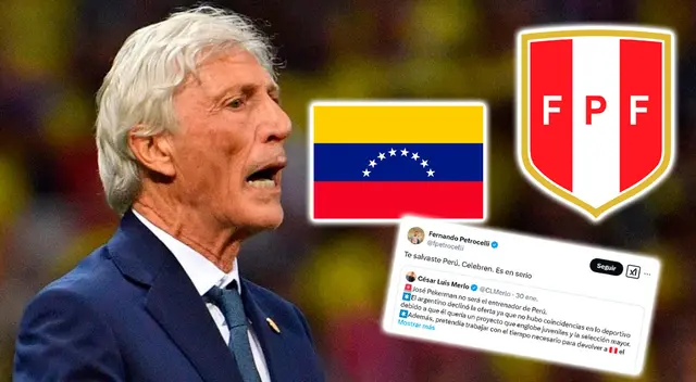 José Pékerman no dirigirá a Perú y desde Venezuela un periodista felicitó a la Bicolor. José Pékerman no dirigirá a Perú y desde Venezuela un periodista felicitó a la Bicolor.