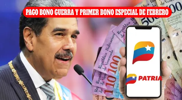 El Bono Guerra y Primer Bono Especial de febrero llegará al Sistema Patria con AUMENTO. El Bono Guerra y Primer Bono Especial de febrero llegará al Sistema Patria con AUMENTO.