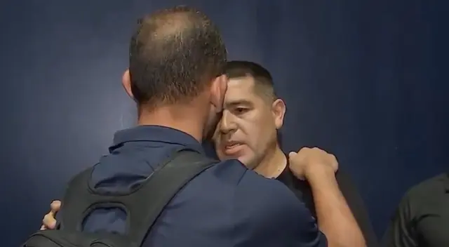 Hernán Barcos y Juan Román Riquelme en Matute. Hernán Barcos y Juan Román Riquelme en Matute.