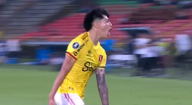 Gol de Kenji Cabrera para el 1-0 de Melgar ante Deportes Tolima.