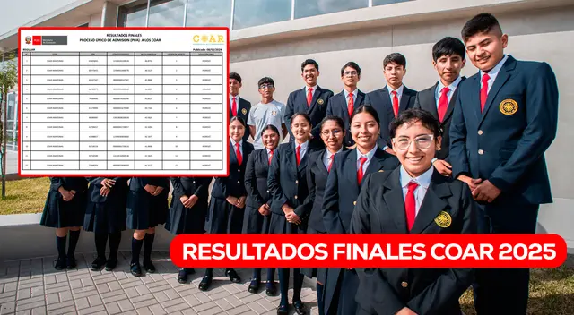 Conoce los resultados finales del proceso único de admisión COAR 2025. Conoce los resultados finales del proceso único de admisión COAR 2025.