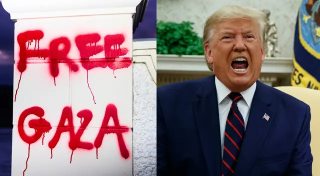 Grupo protestante arremete contra Donald Trump ante su decisión de transformar la franja de Gaza y convertirla en su territorio. Grupo protestante arremete contra Donald Trump ante su decisión de transformar la franja de Gaza y convertirla en su territorio.