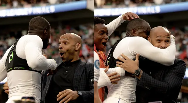 Cecilio Waterman celebró su gol junto a Thierry Henry