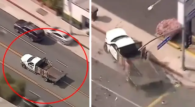 Sujeto protagoniza persecusión en Los Ángeles: roba auto y genera choque.