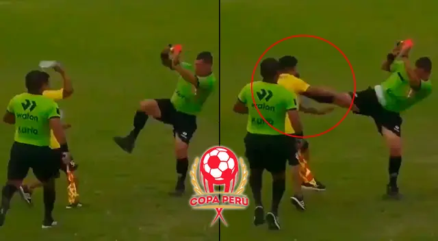 Árbitro le propina una brutal patada a un DT en la Copa Perú Árbitro le propina una brutal patada a un DT en la Copa Perú