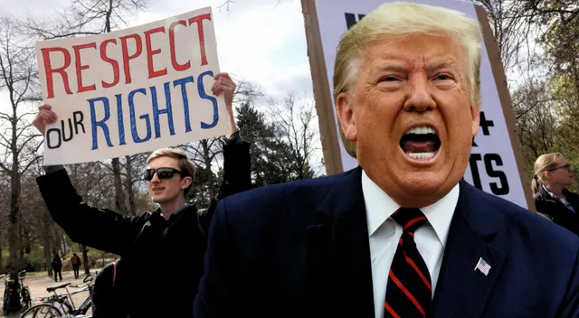 Manifestantes anti-Trump y Musk se unen para marchar en contra de sus políticas. Manifestantes anti-Trump y Musk se unen para marchar en contra de sus políticas.