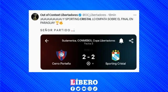 Sporting Cristal rescató un empate AGÓNICO ante Cerro Porteño