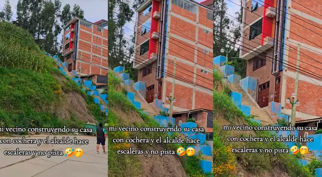 Familia construye cochera en cerro, pero construyeron escaleras y no pista. Mira el video viral de TikTok.