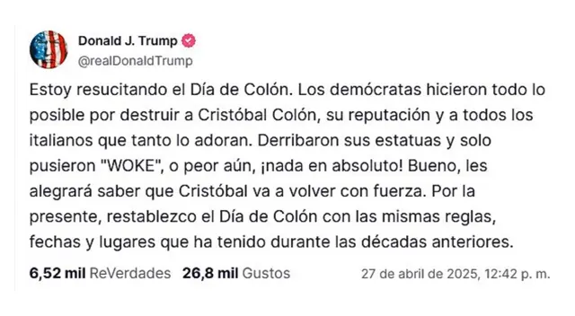 Columbus Day Donald Trump