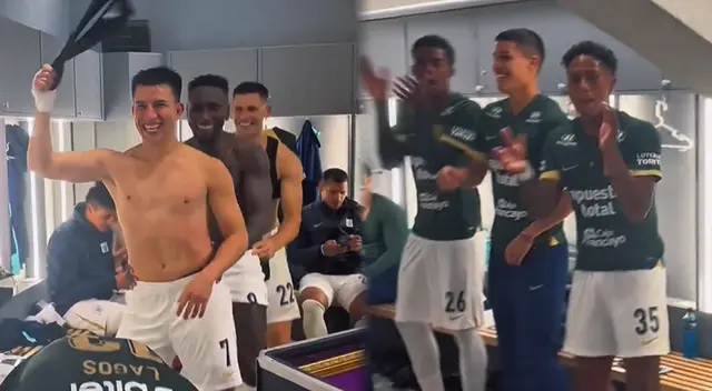 Jugadores de Alianza Lima festejaron el pase a la Copa Sudamericana 2025 en los vestuarios.
