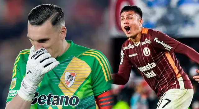 Franco Armani no pudo evitar el gol de Jairo Concha para que Universitario empate con River Plate.