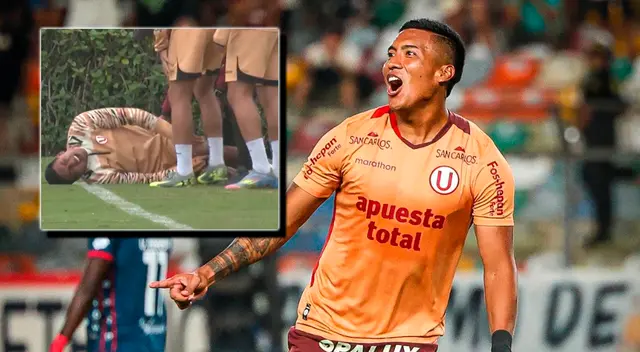 Hugo Ancajima causó preocupación en Universitario tras sufrir una lesión en entrenamiento.