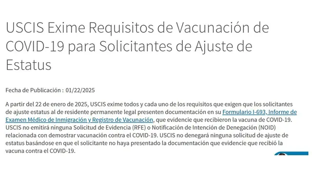 <em>Cambios en los requisitos para la Green Card / Foto: sitio web oficial de USCIS</em>   