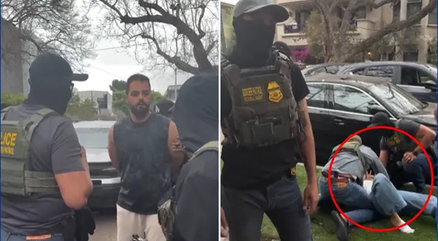 Mujer entra en pánico tras la detención de su esposo por el ICE en Los Ángeles.