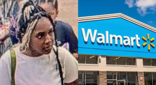 Las cámaras captaron a la sospechosa antes de atacar a la cajera en Walmart. Las cámaras captaron a la sospechosa antes de atacar a la cajera en Walmart.