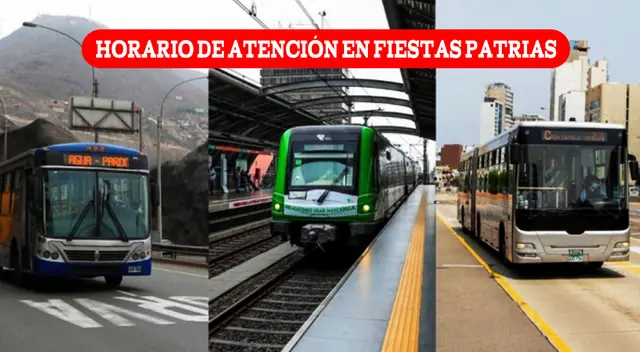El horario de atención del Metropolitano, Metro de Lima y corredores este 28 y 29 de julio.
